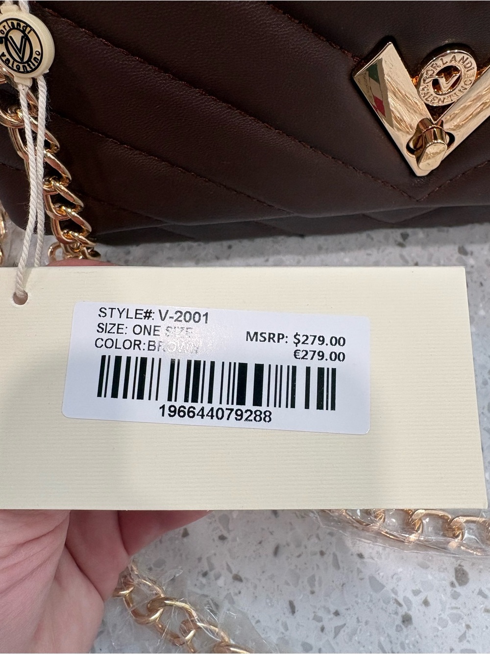 NWT Valentino Orlandi Chocolate Brown Quilted Shoulder Bag with Gold Chain Strap - Picture 4 of 16
